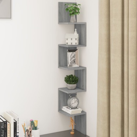 Estantería de esquina de pared gris Sonoma 20x20x127,5 cm de vidaXL, Estantes y estanterías - Ref: Foro24-815211, Precio: 36,...