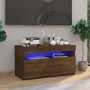 Mueble de TV con luces LED roble marrón 75x35x40 cm de vidaXL, Muebles TV - Ref: Foro24-815127, Precio: 51,84 €, Descuento: %