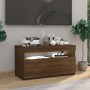 Mueble de TV con luces LED roble marrón 75x35x40 cm de vidaXL, Muebles TV - Ref: Foro24-815127, Precio: 51,84 €, Descuento: %
