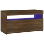 Mueble de TV con luces LED roble marrón 75x35x40 cm de vidaXL, Muebles TV - Ref: Foro24-815127, Precio: 51,84 €, Descuento: %