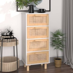 Aparador blanco madera pino maciza y ratán natural 40x30x90 cm de vidaXL, Aparadores - Ref: Foro24-345642, Precio: 156,86 €, ...