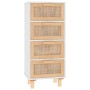 Aparador blanco madera pino maciza y ratán natural 40x30x90 cm de vidaXL, Aparadores - Ref: Foro24-345642, Precio: 156,86 €, ...