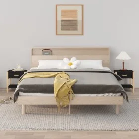 Mesitas de noche 2 uds madera contrachapada negro 42x38x45 cm de vidaXL, Mesitas de noche - Ref: Foro24-345657, Precio: 64,28...