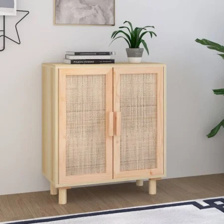 Aparador marrón madera pino maciza y ratán natural 60x30x70 cm de vidaXL, Aparadores - Ref: Foro24-345632, Precio: 109,55 €, ...