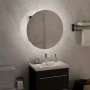 Armario de baño con espejo redondo y LED negro 40x40x17,5 cm de vidaXL, Tocadores de baño - Ref: Foro24-345580, Precio: 108,3...