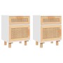 Mesitas de noche 2 uds madera maciza pino blanco ratán natural de vidaXL, Mesitas de noche - Ref: Foro24-345607, Precio: 136,...