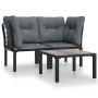 Juego de muebles jardín 3 pzas ratán sintético negro y gris de vidaXL, Conjuntos de jardín - Ref: Foro24-3187730, Precio: 175...