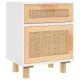 Mesitas de noche 2 uds madera maciza pino blanco ratán natural de vidaXL, Mesitas de noche - Ref: Foro24-345607, Precio: 122,...