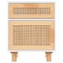 Mesitas de noche 2 uds madera maciza pino blanco ratán natural de vidaXL, Mesitas de noche - Ref: Foro24-345607, Precio: 136,...