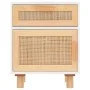 Mesitas de noche 2 uds madera maciza pino blanco ratán natural de vidaXL, Mesitas de noche - Ref: Foro24-345607, Precio: 122,...