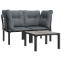 Juego de muebles jardín 3 pzas ratán sintético negro y gris de vidaXL, Conjuntos de jardín - Ref: Foro24-3187730, Precio: 175...