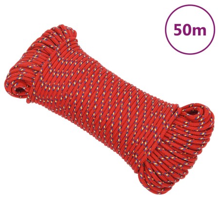 Cuerda de barco polipropileno rojo 4 mm 50 m de vidaXL, Sogas y cuerdas metálicas - Ref: Foro24-152381, Precio: 9,96 €, Descu...
