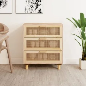 Aparador marrón madera pino maciza y ratán natural 60x30x70 cm de vidaXL, Aparadores - Ref: Foro24-345635, Precio: 141,38 €, ...