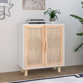 Aparador blanco madera pino maciza y ratán natural 60x30x70 cm de vidaXL, Aparadores - Ref: Foro24-345630, Precio: 111,21 €, ...