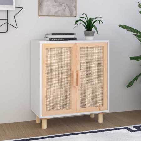 Aparador blanco madera pino maciza y ratán natural 60x30x70 cm de vidaXL, Aparadores - Ref: Foro24-345630, Precio: 117,41 €, ...