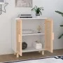 White sideboard solid pine wood and natural rattan 60x30x70 cm by vidaXL, Sideboards - Ref: Foro24-345630, Price: 111,21 €, D...
