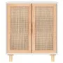 White sideboard solid pine wood and natural rattan 60x30x70 cm by vidaXL, Sideboards - Ref: Foro24-345630, Price: 111,21 €, D...