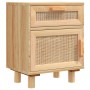 Mesita de noche madera maciza pino marrón y ratán natural de vidaXL, Mesitas de noche - Ref: Foro24-345610, Precio: 81,29 €, ...