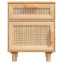 Mesita de noche madera maciza pino marrón y ratán natural de vidaXL, Mesitas de noche - Ref: Foro24-345610, Precio: 81,29 €, ...