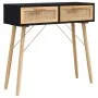 Mesa consola madera pino maciza ratán natural negro 80x30x75 cm de vidaXL, Mesas auxiliares - Ref: Foro24-345625, Precio: 104...