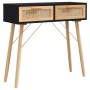 Mesa consola madera pino maciza ratán natural negro 80x30x75 cm de vidaXL, Mesas auxiliares - Ref: Foro24-345625, Precio: 110...
