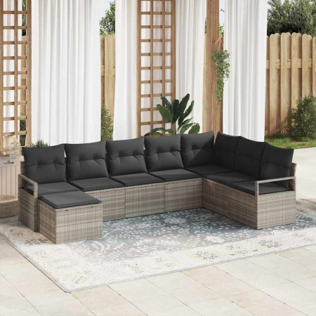 Conjunto de sofá de jardín 8 pcs Gris claro Poliratán en Sofás de exterior | Comprar online en Foru.es