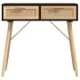 Mesa consola madera pino maciza ratán natural negro 80x30x75 cm de vidaXL, Mesas auxiliares - Ref: Foro24-345625, Precio: 104...