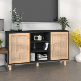 Aparador negro madera pino maciza y ratán natural 105x30x60 cm de vidaXL, Aparadores - Ref: Foro24-345640, Precio: 112,87 €, ...