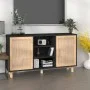 Aparador negro madera pino maciza y ratán natural 105x30x60 cm de vidaXL, Aparadores - Ref: Foro24-345640, Precio: 112,87 €, ...