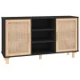 Aparador negro madera pino maciza y ratán natural 105x30x60 cm de vidaXL, Aparadores - Ref: Foro24-345640, Precio: 112,87 €, ...