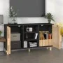 Aparador negro madera pino maciza y ratán natural 105x30x60 cm de vidaXL, Aparadores - Ref: Foro24-345640, Precio: 112,87 €, ...