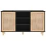 Aparador negro madera pino maciza y ratán natural 105x30x60 cm de vidaXL, Aparadores - Ref: Foro24-345640, Precio: 112,87 €, ...