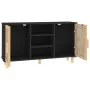 Aparador negro madera pino maciza y ratán natural 105x30x60 cm de vidaXL, Aparadores - Ref: Foro24-345640, Precio: 112,87 €, ...
