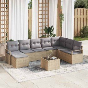 Conjunto de sofá de jardín 9 pcs Beige Poliratán en Sofás de exterior | Comprar online en Foru.es