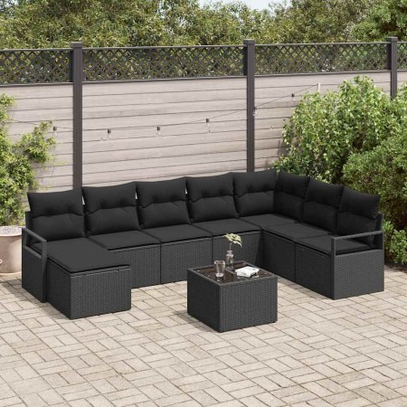 Conjunto de sofá de jardín 9 pcs Negro Poliratán en Sofás de exterior | Comprar online en Foru.es