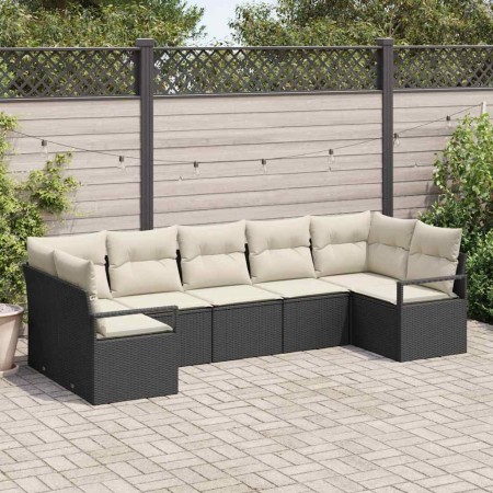 Conjunto de sofá de jardín 7 pcs Negro Poliratán en Sofás de exterior | Comprar online en Foru.es