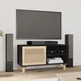 Mueble para TV madera maciza pino y ratán natural 80x30x40 cm de vidaXL, Muebles TV - Ref: Foro24-345613, Precio: 72,54 €, De...