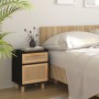 Mesita de noche madera maciza pino negra y ratán natural de vidaXL, Mesitas de noche - Ref: Foro24-345608, Precio: 87,06 €, D...