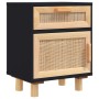 Mesita de noche madera maciza pino negra y ratán natural de vidaXL, Mesitas de noche - Ref: Foro24-345608, Precio: 87,06 €, D...
