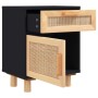 Mesita de noche madera maciza pino negra y ratán natural de vidaXL, Mesitas de noche - Ref: Foro24-345608, Precio: 87,06 €, D...
