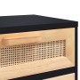 Mesita de noche madera maciza pino negra y ratán natural de vidaXL, Mesitas de noche - Ref: Foro24-345608, Precio: 87,06 €, D...