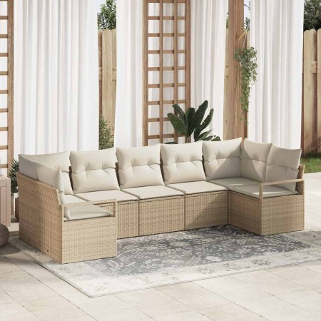 Conjunto de sofá de jardín 7 pcs Beige Poliratán en Sofás de exterior | Comprar online en Foru.es