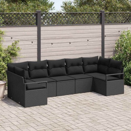 Conjunto de sofá de jardín 7 pcs Negro Poliratán en Sofás de exterior | Comprar online en Foru.es