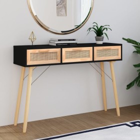 Mesa consola madera pino maciza ratán natural negro 105x30x75cm de vidaXL, Mesas auxiliares - Ref: Foro24-345628, Precio: 152...