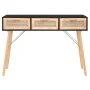 Console table solid pine wood black natural rattan 105x30x75cm by vidaXL, Side tables - Ref: Foro24-345628, Price: 140,94 €, ...