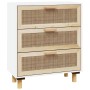 Aparador blanco madera pino maciza y ratán natural 60x30x70 cm de vidaXL, Aparadores - Ref: Foro24-345633, Precio: 145,36 €, ...