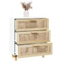 Aparador blanco madera pino maciza y ratán natural 60x30x70 cm de vidaXL, Aparadores - Ref: Foro24-345633, Precio: 145,36 €, ...