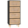 Aparador negro madera pino maciza y ratán natural 40x30x90 cm de vidaXL, Aparadores - Ref: Foro24-345643, Precio: 132,25 €, D...
