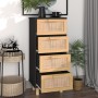Aparador negro madera pino maciza y ratán natural 40x30x90 cm de vidaXL, Aparadores - Ref: Foro24-345643, Precio: 132,25 €, D...