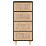 Aparador negro madera pino maciza y ratán natural 40x30x90 cm de vidaXL, Aparadores - Ref: Foro24-345643, Precio: 132,25 €, D...